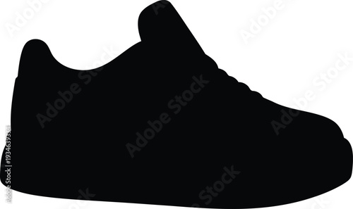 Black sneaker silhouette vector illustration isolated on white background for sportswear and fashion design