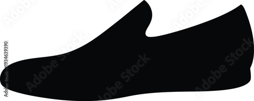 Black Silhouette of Classic Loafer Shoe Isolated on White Background Vector Illustration