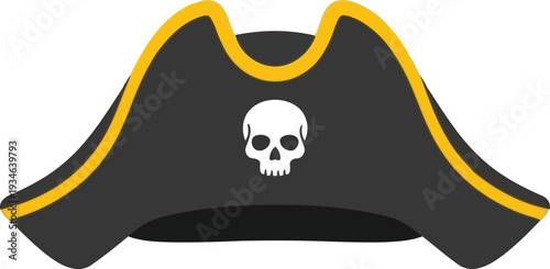 Vector Pirate Hat with Skull and Crossbones Icon Isolated on White Background