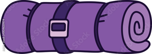 Purple rolled sleeping bag illustration for camping, hiking, and outdoor adventure designs