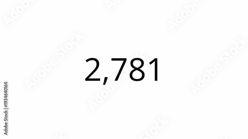 Animated number counter from 0 to 5,000 ,zero to five thousand animated number counter with alpha channel , 0 to 5,000 counting number digit on transparent background