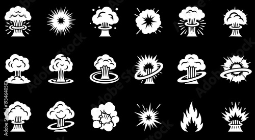 Smoke illustration set for special effects template. Steam clouds, or vapor 2D VFX mist, fume, fog, dust, Clipart element for animation vector file eps