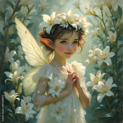 beautiful little white lily fairy