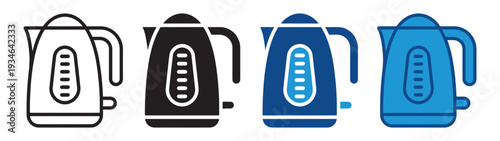 Electric Kettle Icon Set for Kitchen and Home Appliance Designs. Electric Kettle Icon Pack for Kitchen UI and App Design.