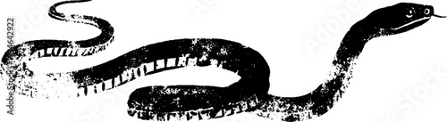 Snake and chalice symbolism high contrast ink drawing for retro design