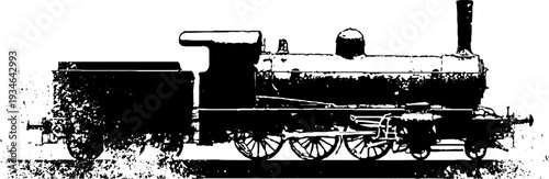 High contrast steam locomotive ink sketch for vintage railway design