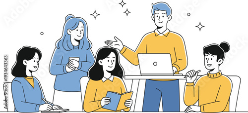 A group of people collaborating and brainstorming ideas