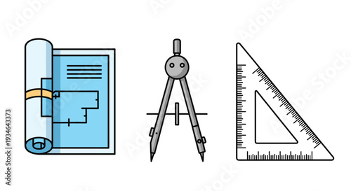 Drafting tools and blueprint on for architecture and engineering, Generative AI.