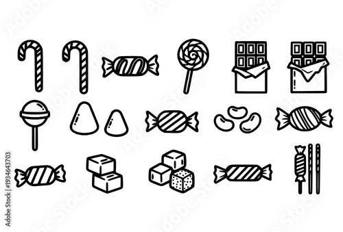 Bold Editable Stroke Candy Outline Vector Icons for Flyers, Banners, and Infographics