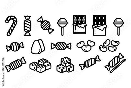 Bold Editable Stroke Candy Outline Vector Icons for Flyers, Banners, and Infographics