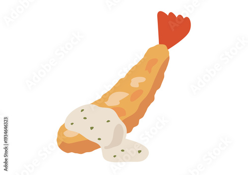 タルタルソースのかかったエビフライ