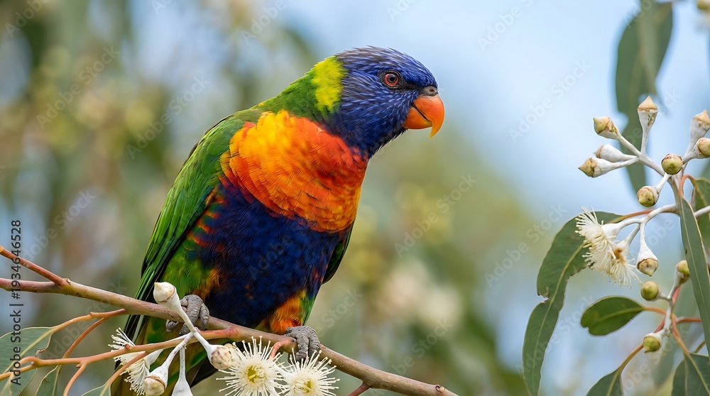 Fototapeta premium Rainbow lorikeet perched on a branch
