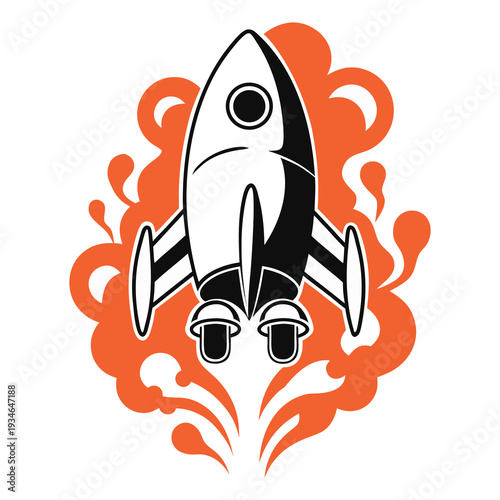 Rocket Launch Flat Design Illustration