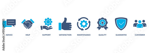 After sales service banner web icon vector illustration concept with icon of advice, help, support, satisfaction, maintenance, quality, guarantee, customer