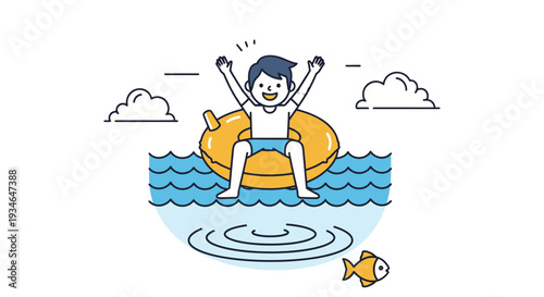 Man enjoying leisure time on an inflatable raft in the water.