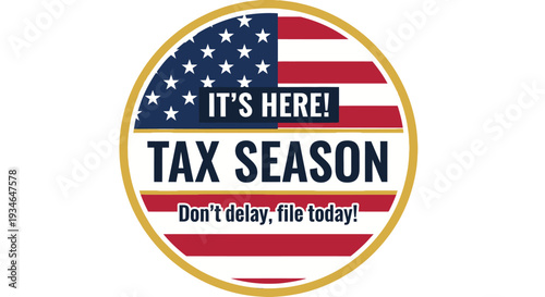 Tax Season Alert with American Flag Design.