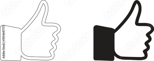 Thumbs Up Icon Vector Illustration with Outline and Solid Styles in High Quality 4K Resolution