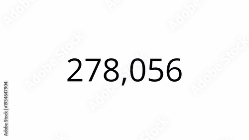 Animated number counter from 0 to 500000 in 4k, zero to five lac animated number counter with alpha channel for like, views , 0 to 500000 counting number digit on transparent background