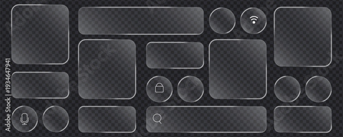 Set of liquid glass smartphone vector icons for mobile devices and apps