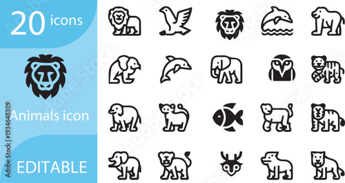 Hand drawn vector icon set featuring animals nature arrows weather symbols and web buttons in simple black cartoon style