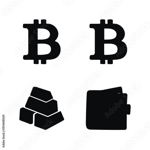 Bitcoin and finance dollar money gold wallet