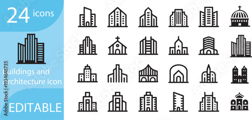 Vector illustration set of London and Paris landmarks and monuments with city buildings and houses icons