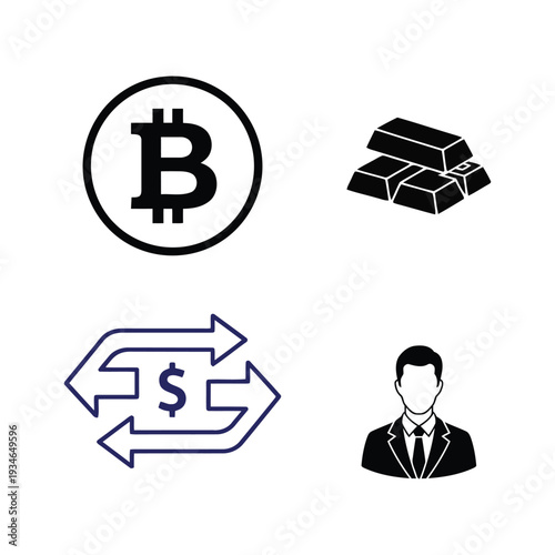 Business and finance line on white background bitcoin money investment