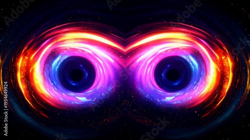Symmetrical Double Vortex Neon Energy Swirls in Cosmic Galaxy Background