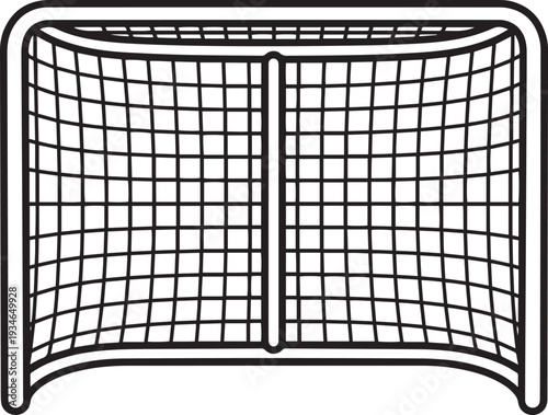 Simple Black and White Hockey Goal Net Icon on White Background