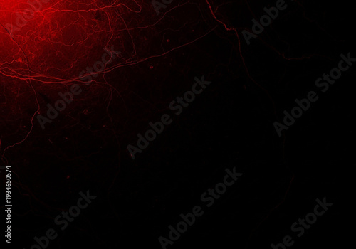 A dark background with red glowing lines and a mysterious atmosphere