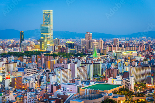 Quadro su tela Osaka, Japan Skyline at Twilight