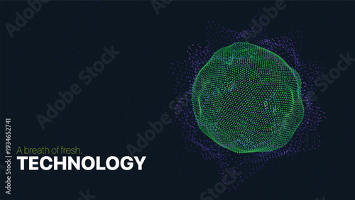 Digital abstract neon sphere background