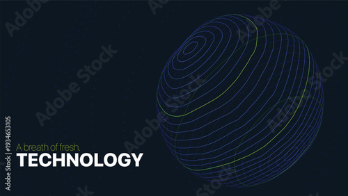 Cyber style neon mesh sphere