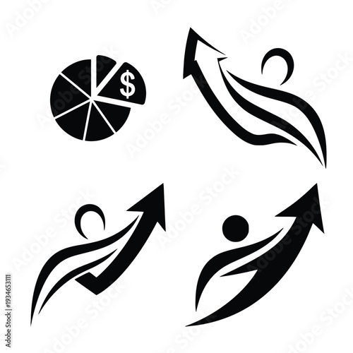Business including pie chart arrows finance growth