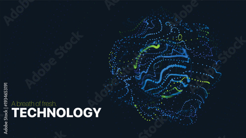 Glowing neon tech grid orb