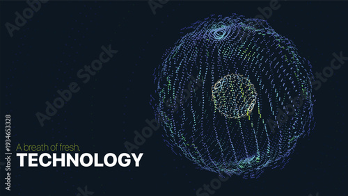 Electric neon mesh globe on black