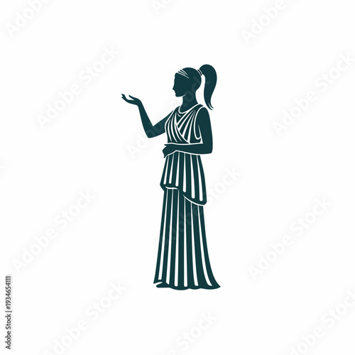 Elegant Classical Woman Vector Illustration with Graceful Gesture, Ancient Inspired