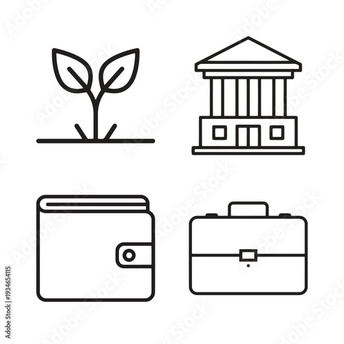 Finance and Business plant bank wallet briefcase