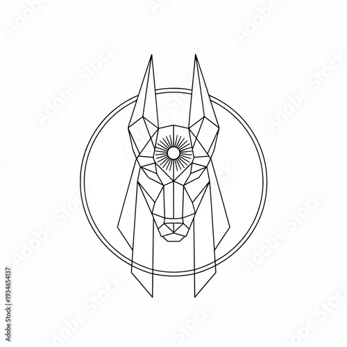 Abstract Geometric Jackal Head Vector Art with Symbolic Eye Motif Illustration