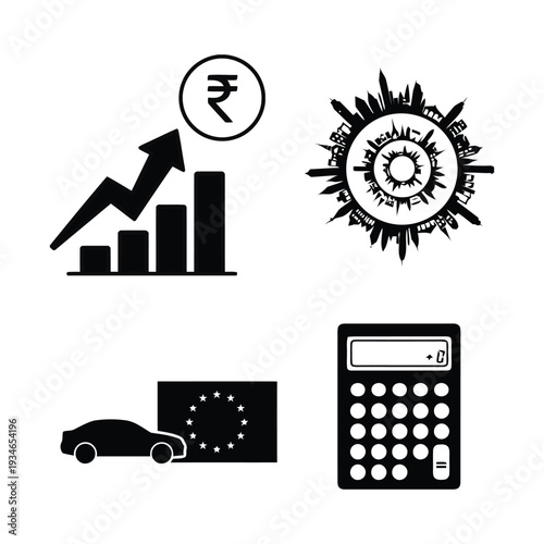 Finance and Economy graph chart rupee Indian currency cityscape