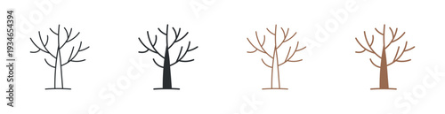 Tree Icon Set, Nature Silhouette, Forest Plant Symbol, Vector Illustration