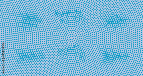 Abstract circular pattern of small blue dots creating a radial gradient effect on a light blue background evoking a sense of digital technology science or modern art with a clean geometric