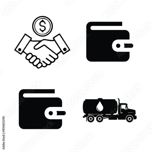 Handshake money coin wallet truck