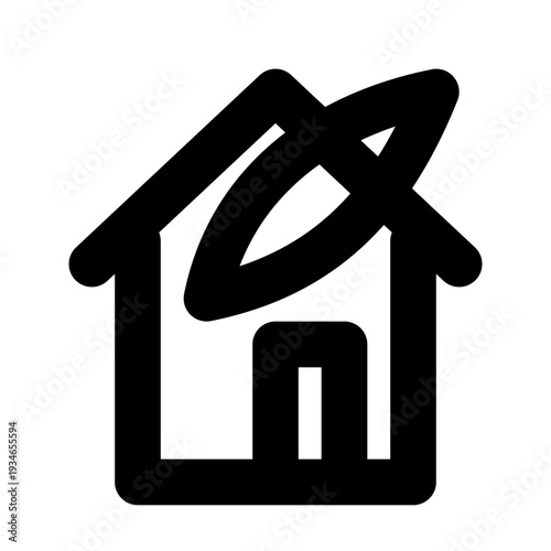 Eco home icon, minimal line green building symbol, vector SVG