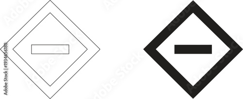 Diamond Minus Button Icon Line and Solid Style 4k Remove Negative and Prohibition Warning Sign Symbol