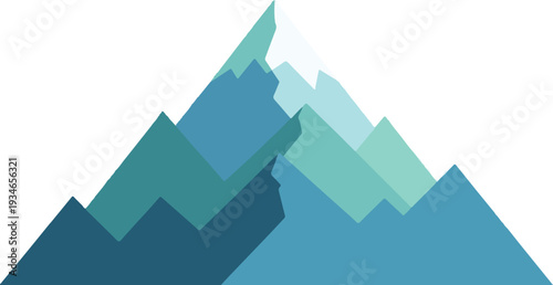 Abstract mountain range illustration with layered shades of teal and blue