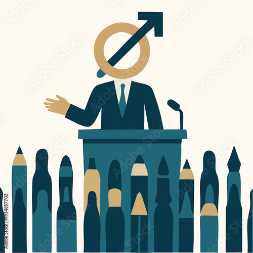 abstract seated figure with a blooming botanical head, merging human form, vibrant florals, and bold geometric color for a surreal modern statement