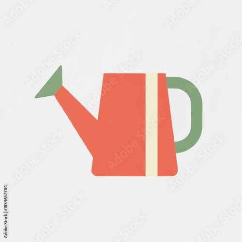 Watering can in minimalist style with vibrant colors and modern design  