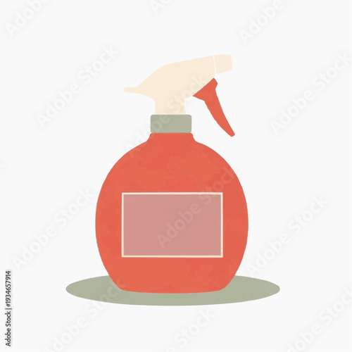 Cleaning spray bottle with red color and simple design on background  