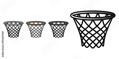 Basketball hoops progression set isolated on white minimal sports training illustration